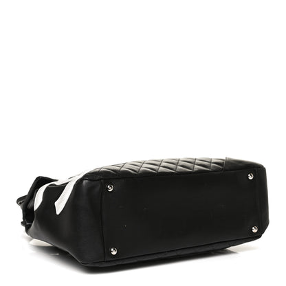 Chanel Calfskin Quilted Large Cambon Flap Black White 4 of 10