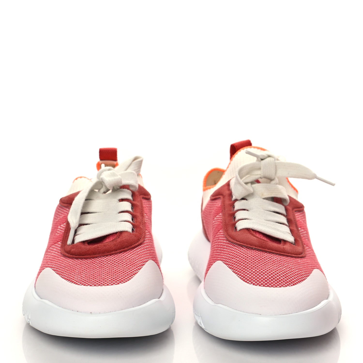 Hermes Knit Suede Goatskin Womens Crew Sneakers 40 Multicolor Rose 2 of 9