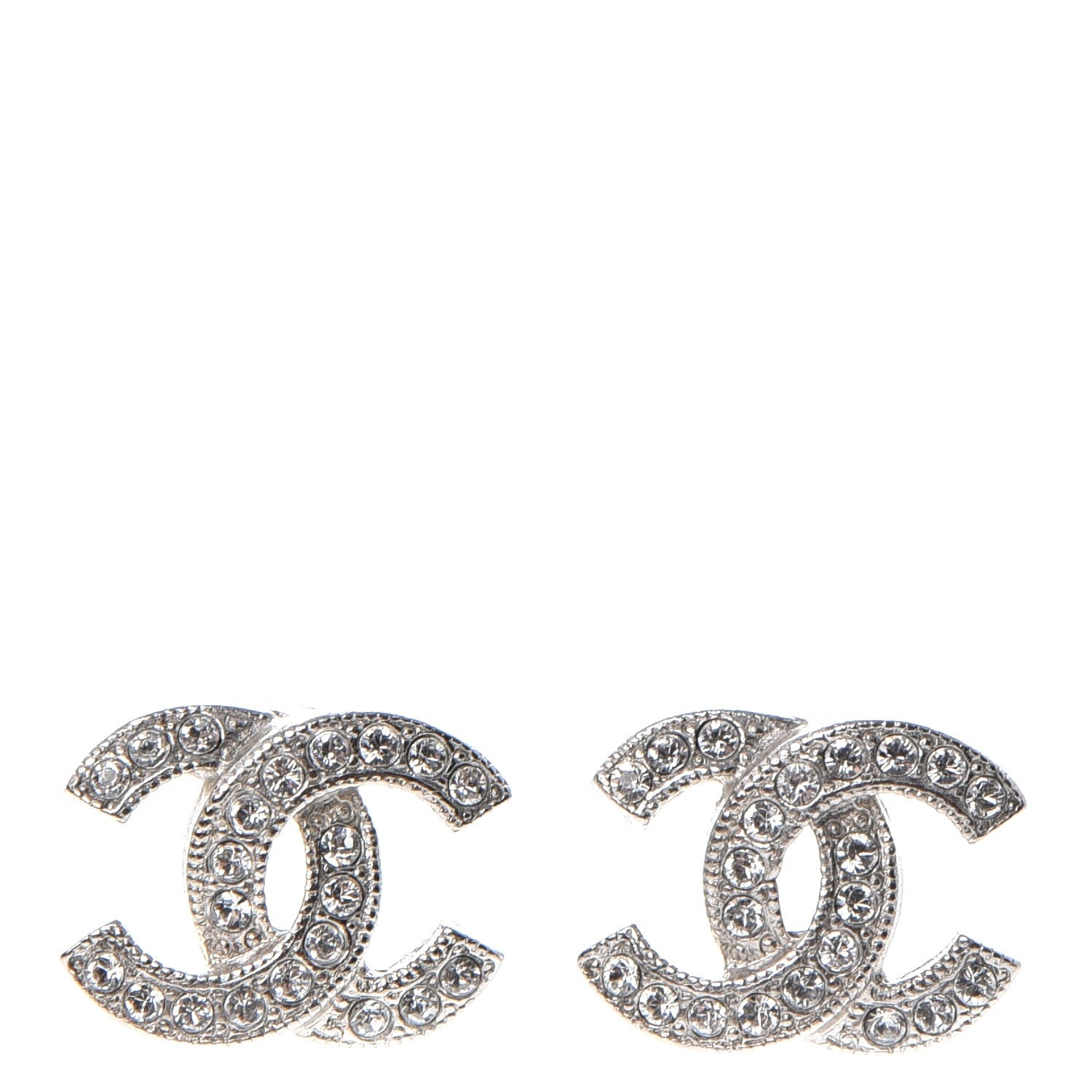 Chanel Crystal CC Earrings Silver 1 of 6