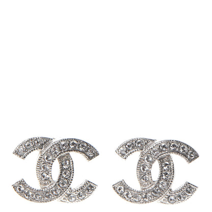 Chanel Crystal CC Earrings Silver 1 of 6