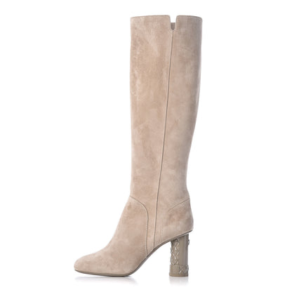Chanel Suede Calfskin High Boots 38 Light Beige 1 of 10