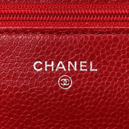 Chanel Caviar Quilted Wallet On Chain WOC Red 6 of 9