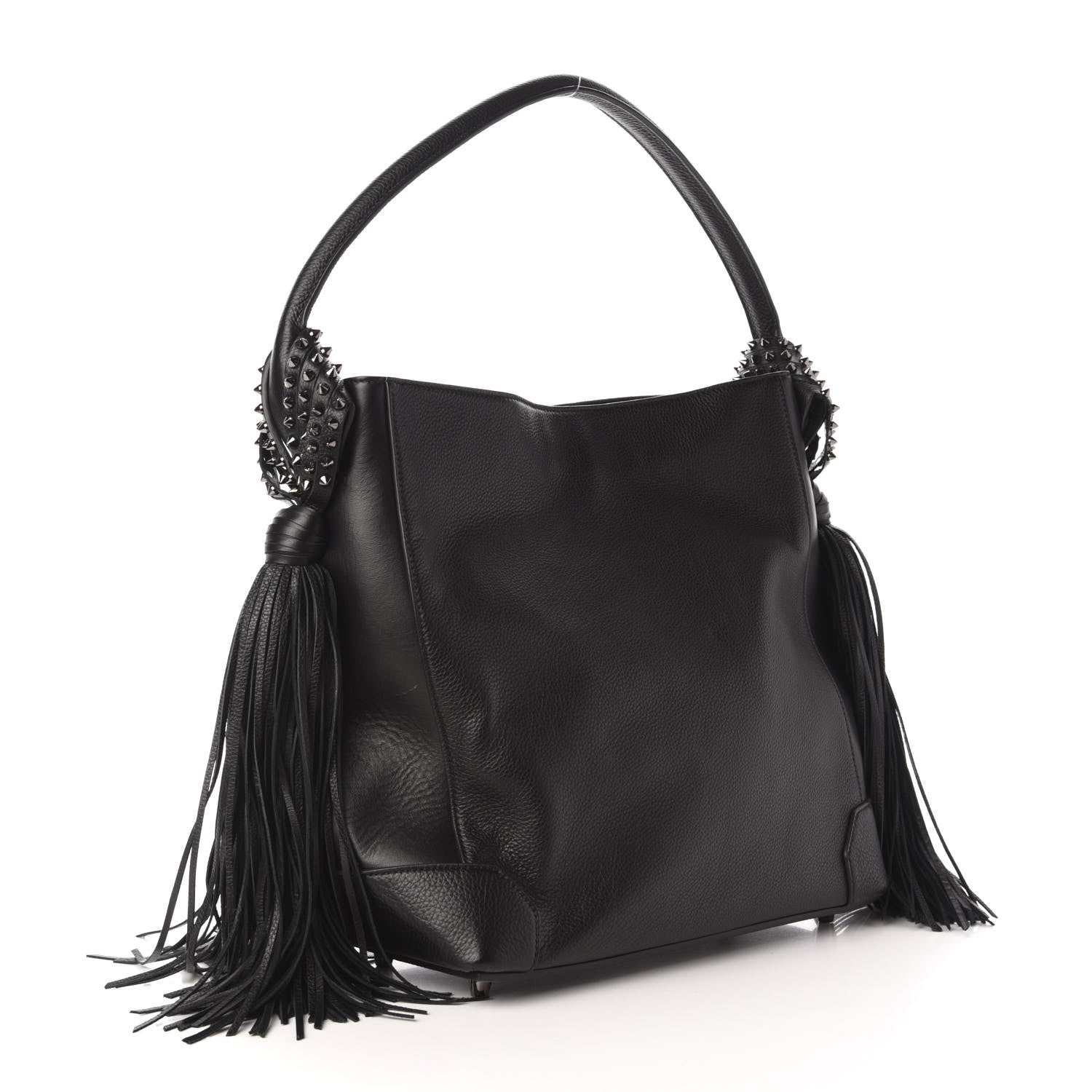 Christian Louboutin Empire Calf Spikes Fringe Eloise Hobo Black 3 of 10