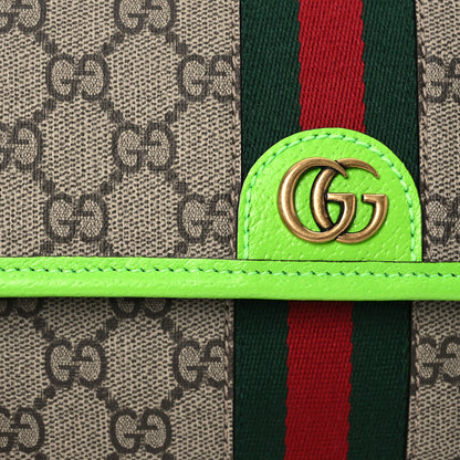 Gucci GG Supreme Monogram Web Small Ophidia Belt Bag Beige Ebony Electric Green 8 of 10