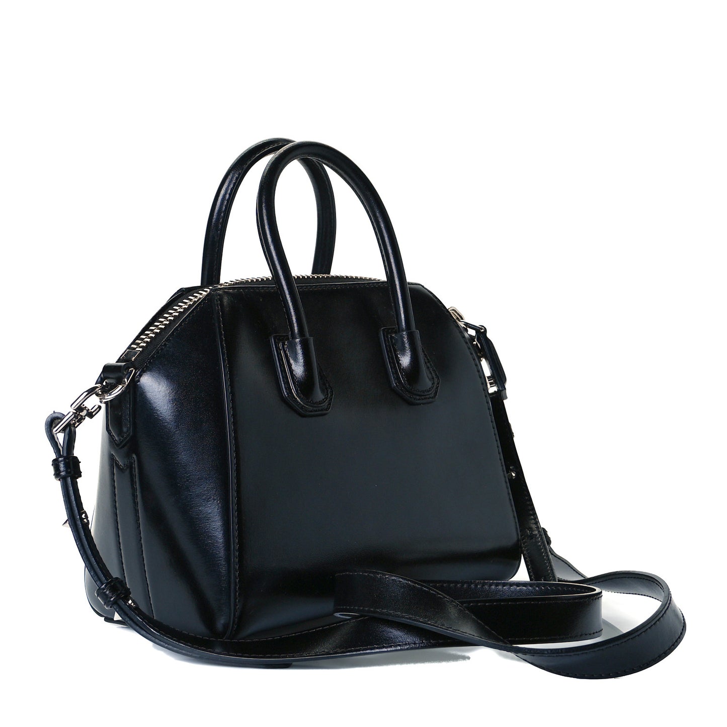 Shiny Lord Calfskin Mini Antigona Black