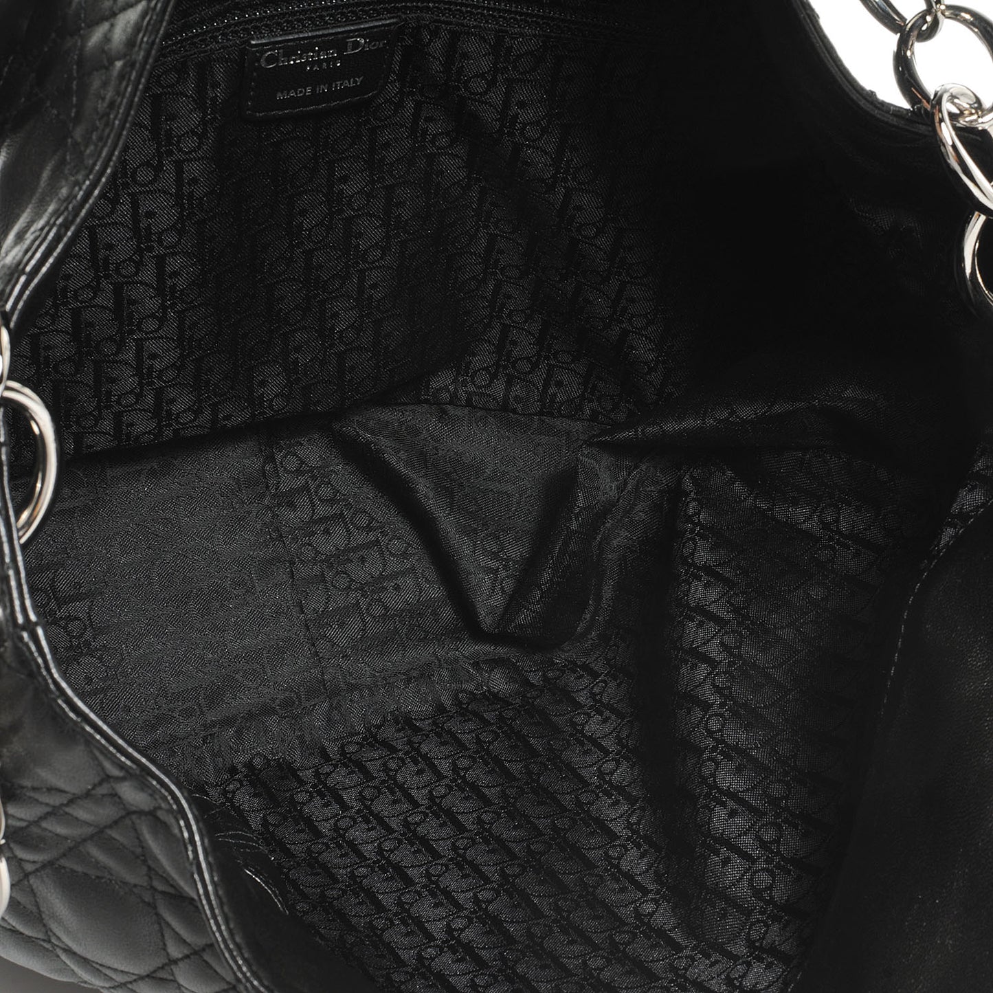 Lambskin Cannage Medium Dior Soft Hobo Black