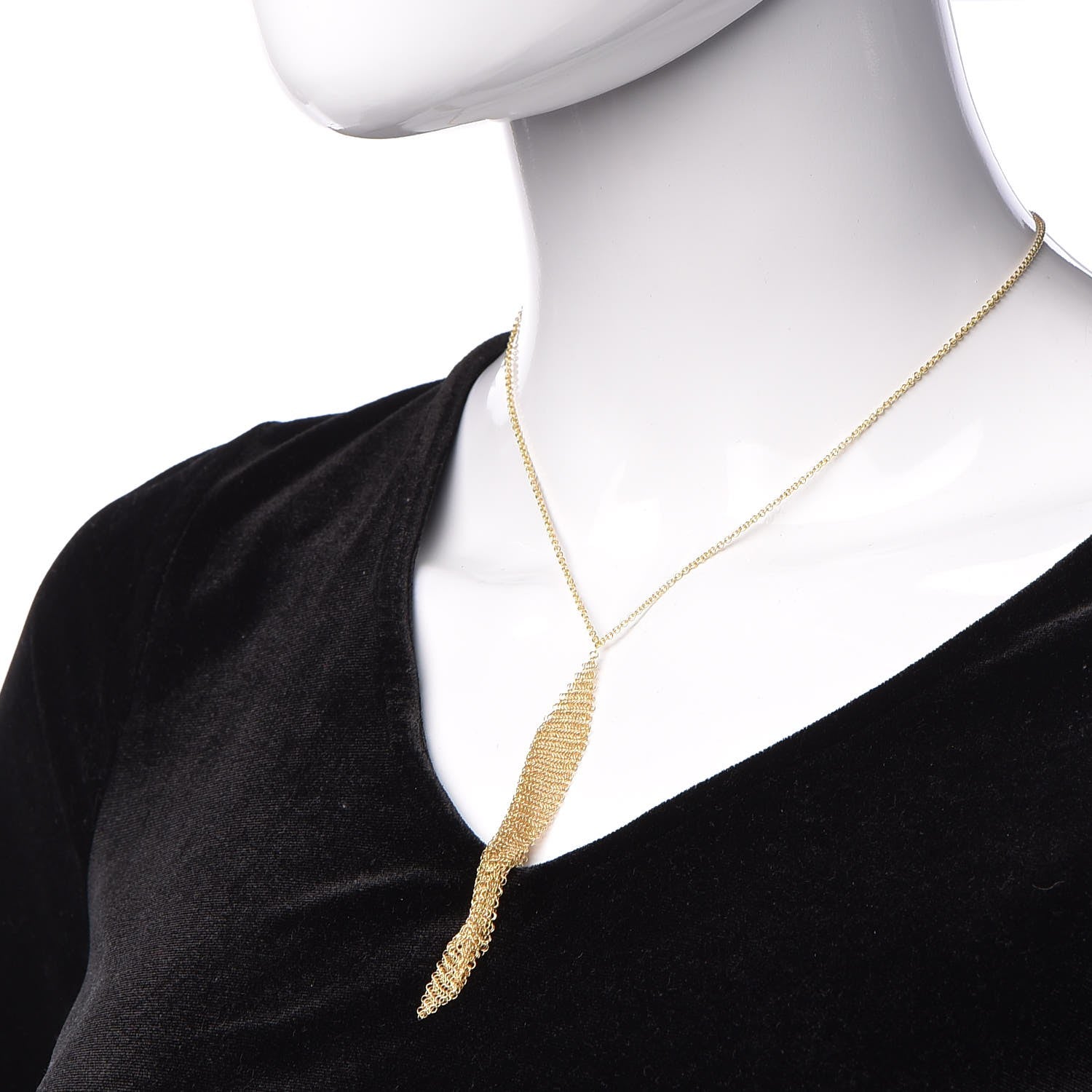 Tiffany 18K Yellow Gold Elsa Peretti Mesh Pendant Necklace 2 of 6