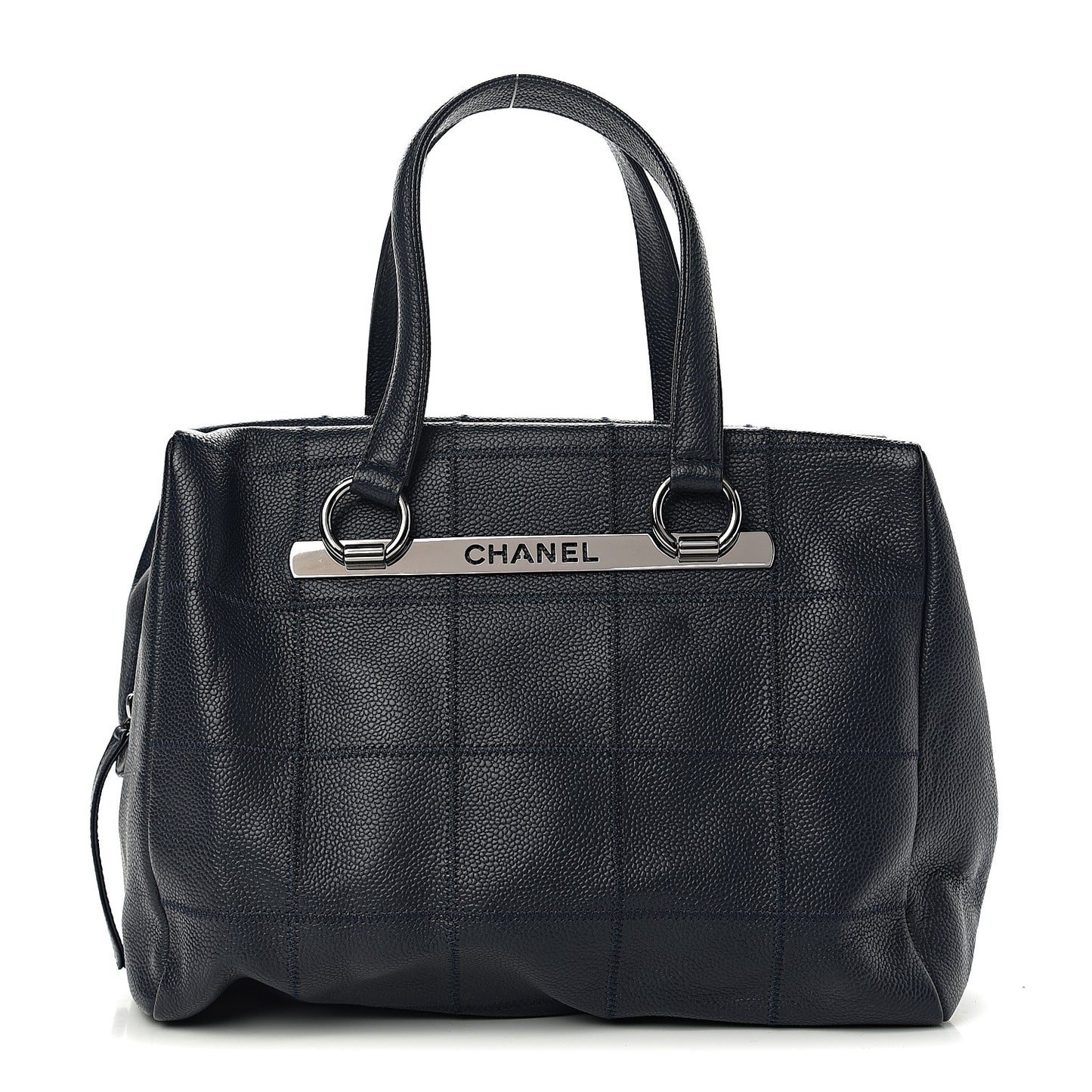 Caviar Square Stitched Satchel Navy
