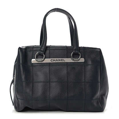 Chanel Caviar Square Stitched Satchel Navy 1 of 9