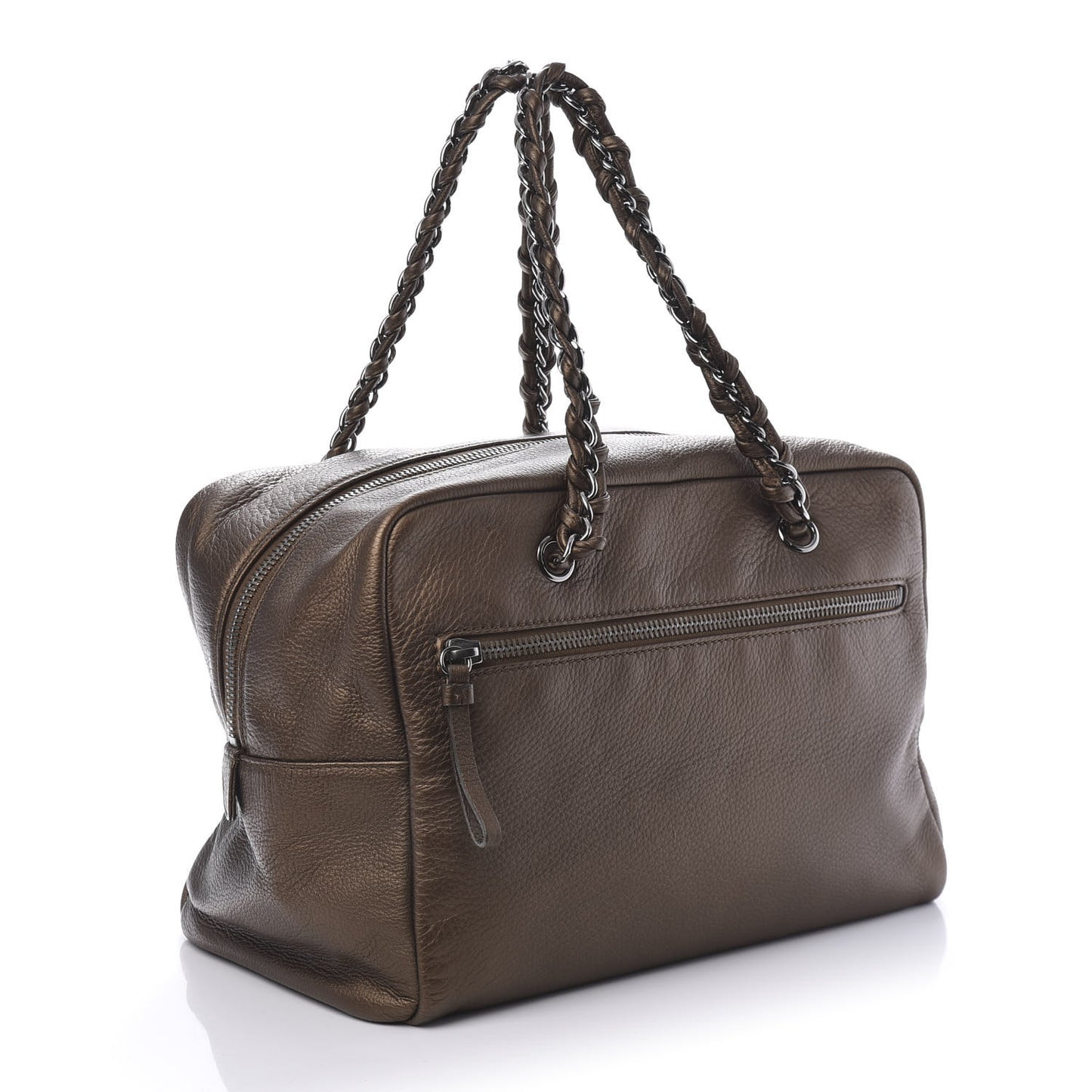 Metallic Deerskin Large Luxe Ligne Bowler Bronze