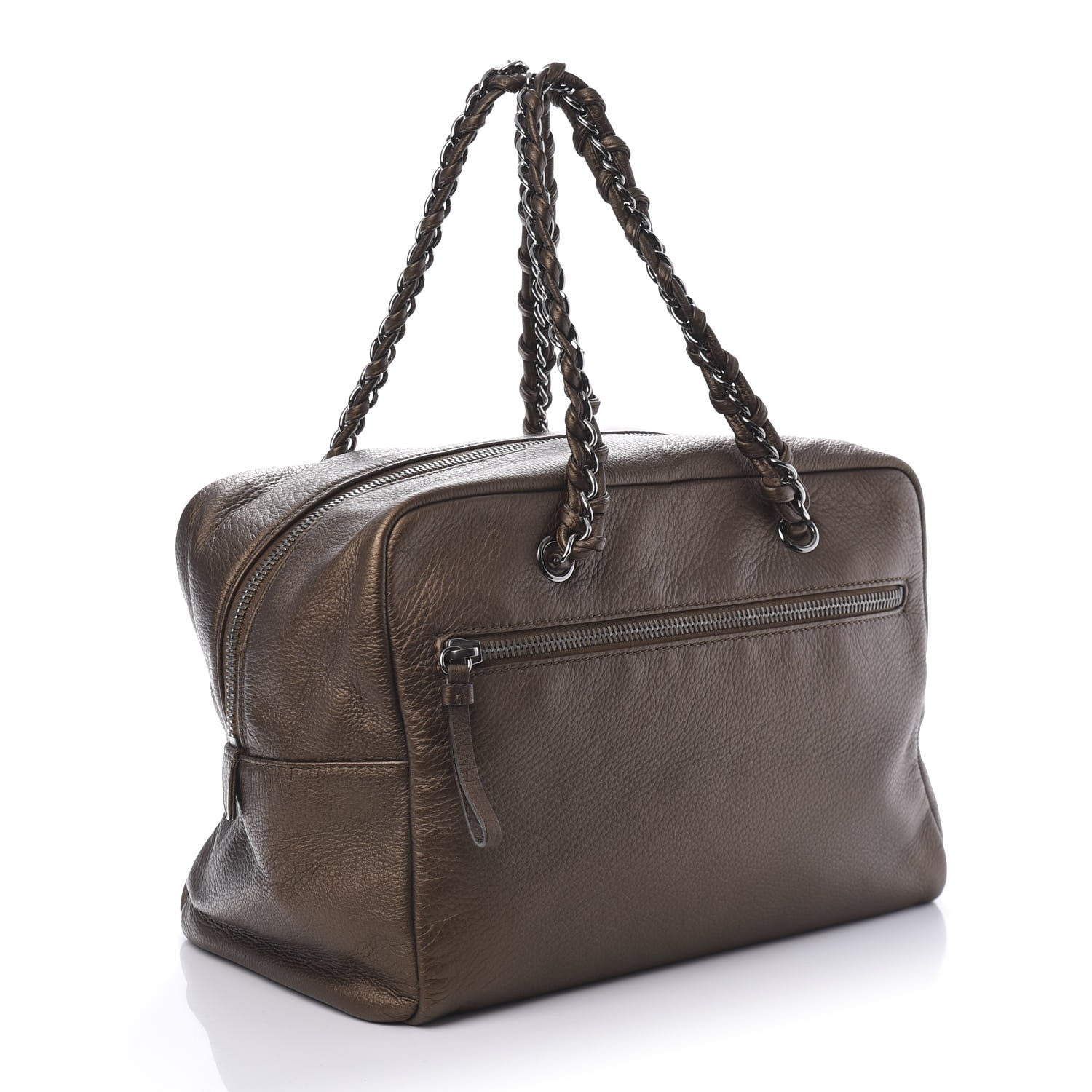 Chanel Metallic Deerskin Large Luxe Ligne Bowler Bronze 3 of 10