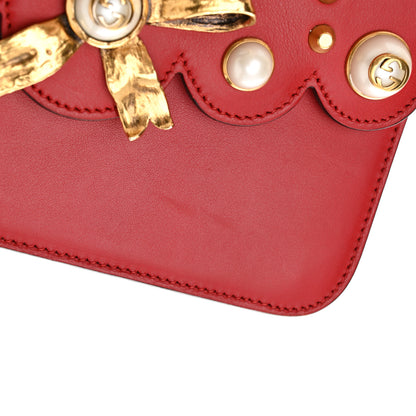Gucci Calfskin Peony Small Chain Shoulder Bag Hibiscus Red 12 of 14