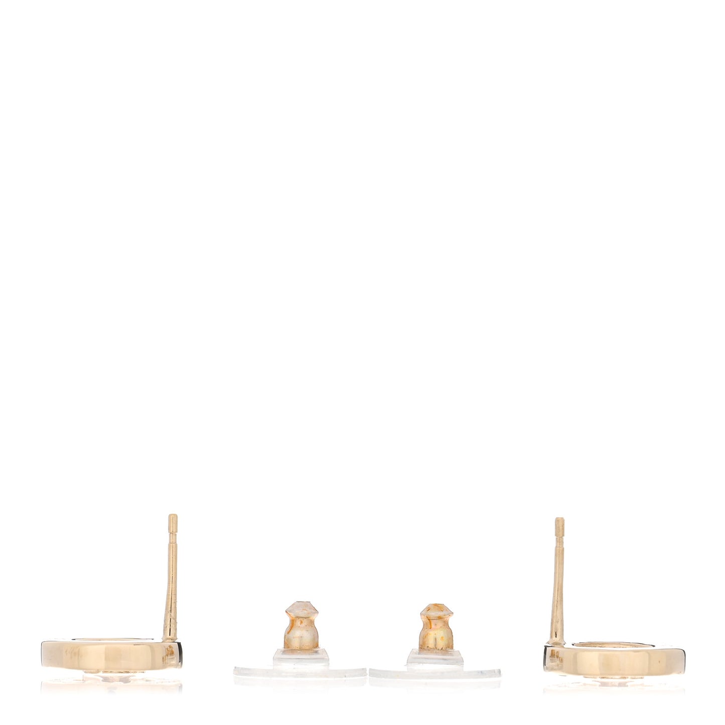 Crystal CC Round Earrings Gold
