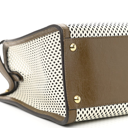 Fendi Vitello Liberty Glossy Lambskin Perforated Medium Peekaboo X-Lite White Ice Rust Maya 9 of 10