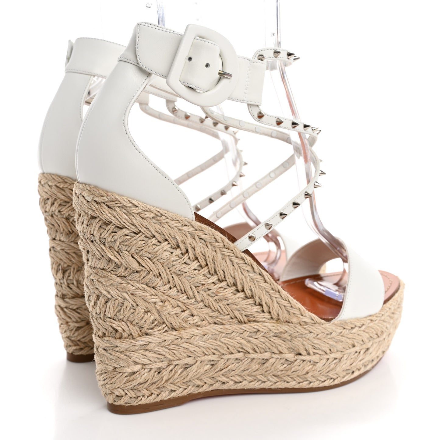Calfskin Chocazeppa Spikes 120 Platform Wedge Sandals 41 Bianco