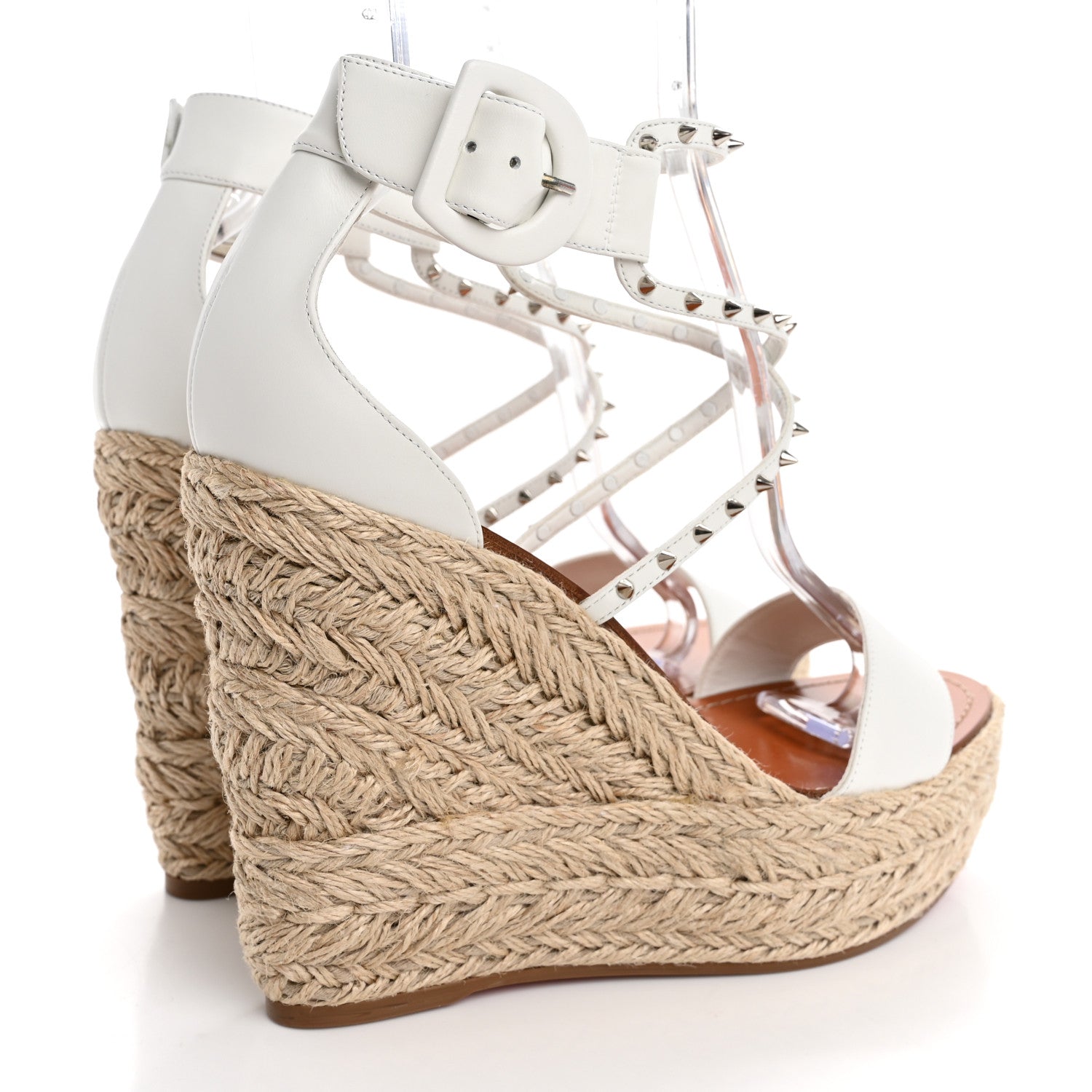 Christian Louboutin Calfskin Chocazeppa Spikes 120 Platform Wedge Sandals 41 Bianco 5 of 9