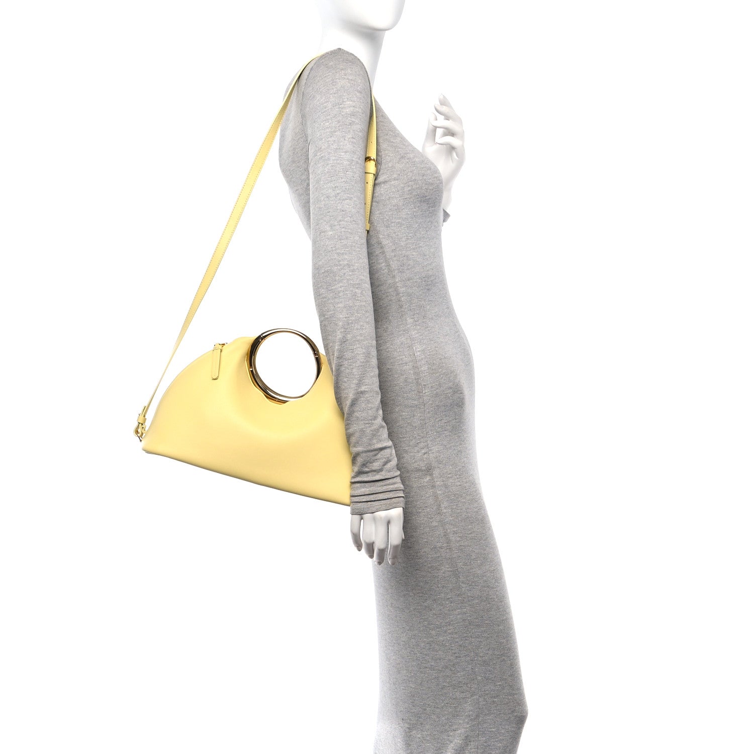 Jacquemus Calfskin Le Calino Ring Top Handle Bag Pale Yellow 2 of 13