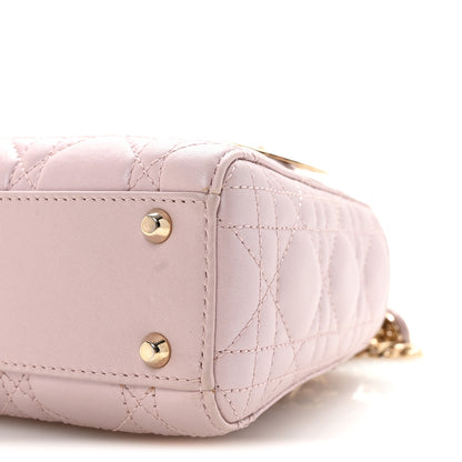 Christian Dior Metallic Lambskin Cannage Mini Lady Dior Lotus 9 of 9