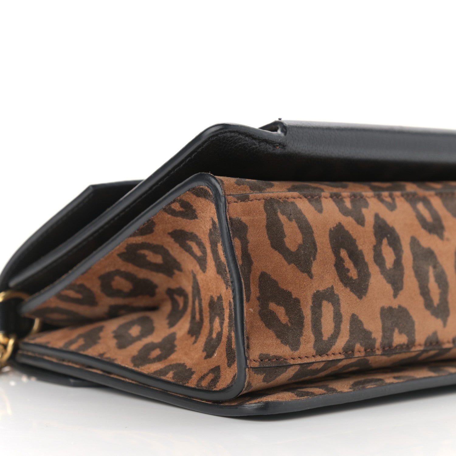Givenchy Calfskin Suede Leopard Print Small GV3 Shoulder Bag Black Chestnut 8 of 12