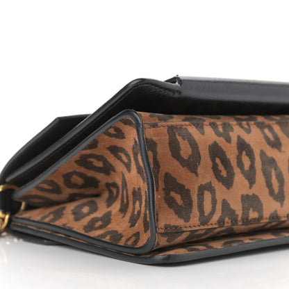 Givenchy Calfskin Suede Leopard Print Small GV3 Shoulder Bag Black Chestnut 8 of 12