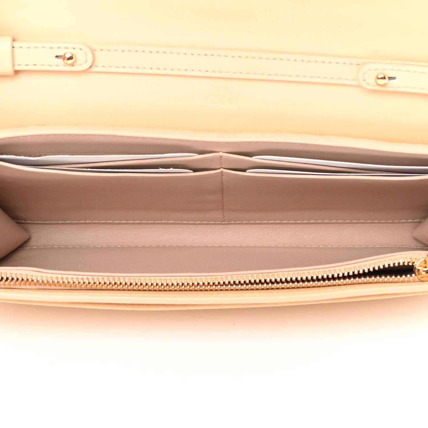 Chloe Shiny Grained Calfskin Aby Wallet on Chain Wooden Beige 5 of 13