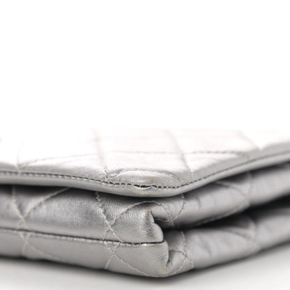 Chanel Metallic Lambskin Quilted Medium Leo Lion Flap Clutch Silver 10 of 12
