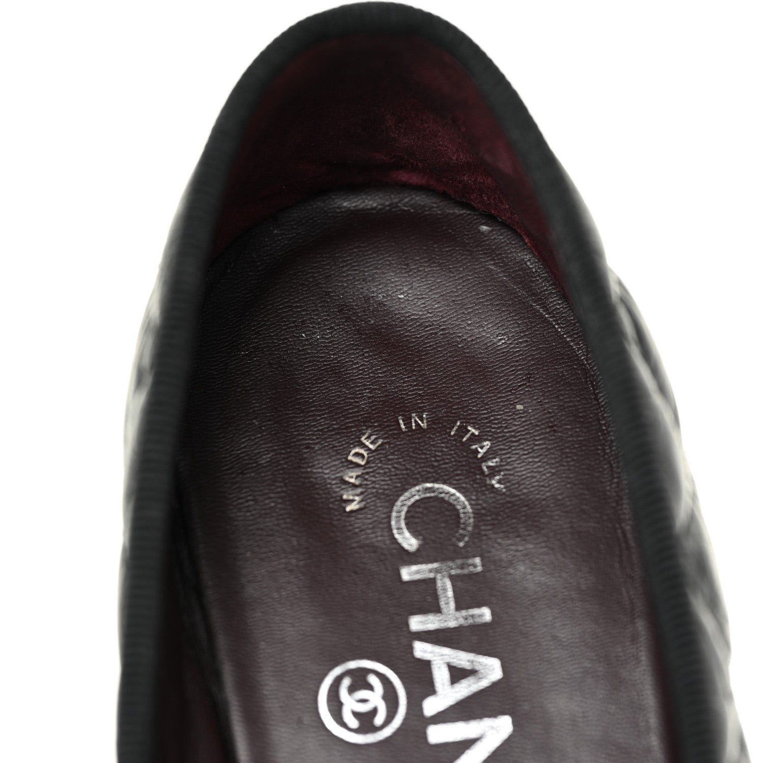 Chanel Aged Calfskin Quilted Cap Toe Ballerina Flats 35.5 Black 12 of 19
