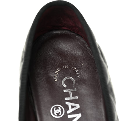 Chanel Aged Calfskin Quilted Cap Toe Ballerina Flats 35.5 Black 12 of 19