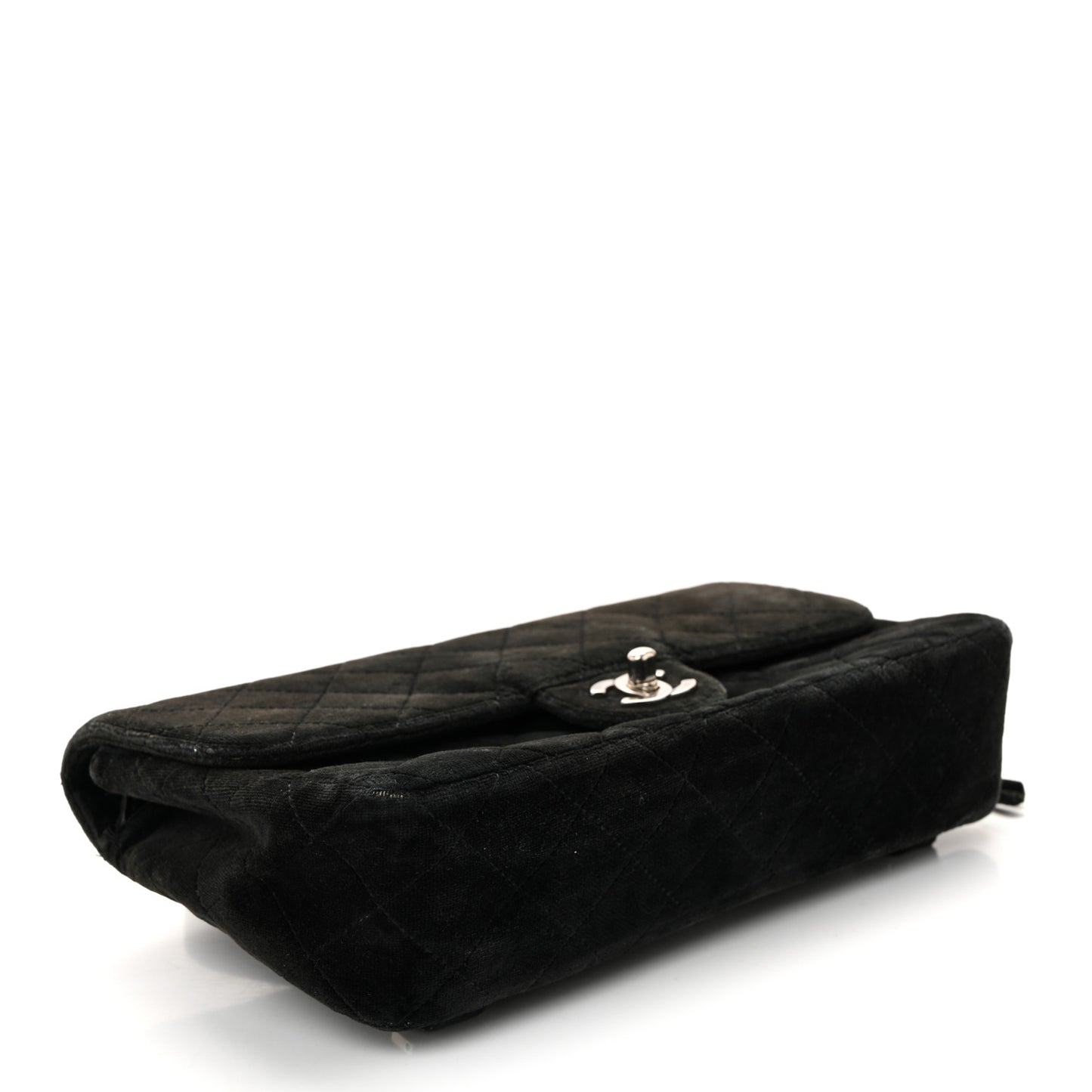 Velvet Quilted Flap Backpack Black