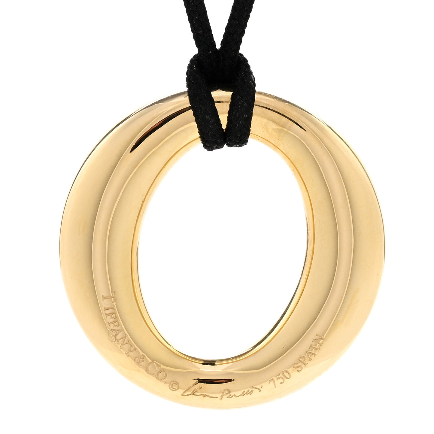 18K Yellow Gold Silk Elsa Peretti Small Sevillana Pendant Necklace