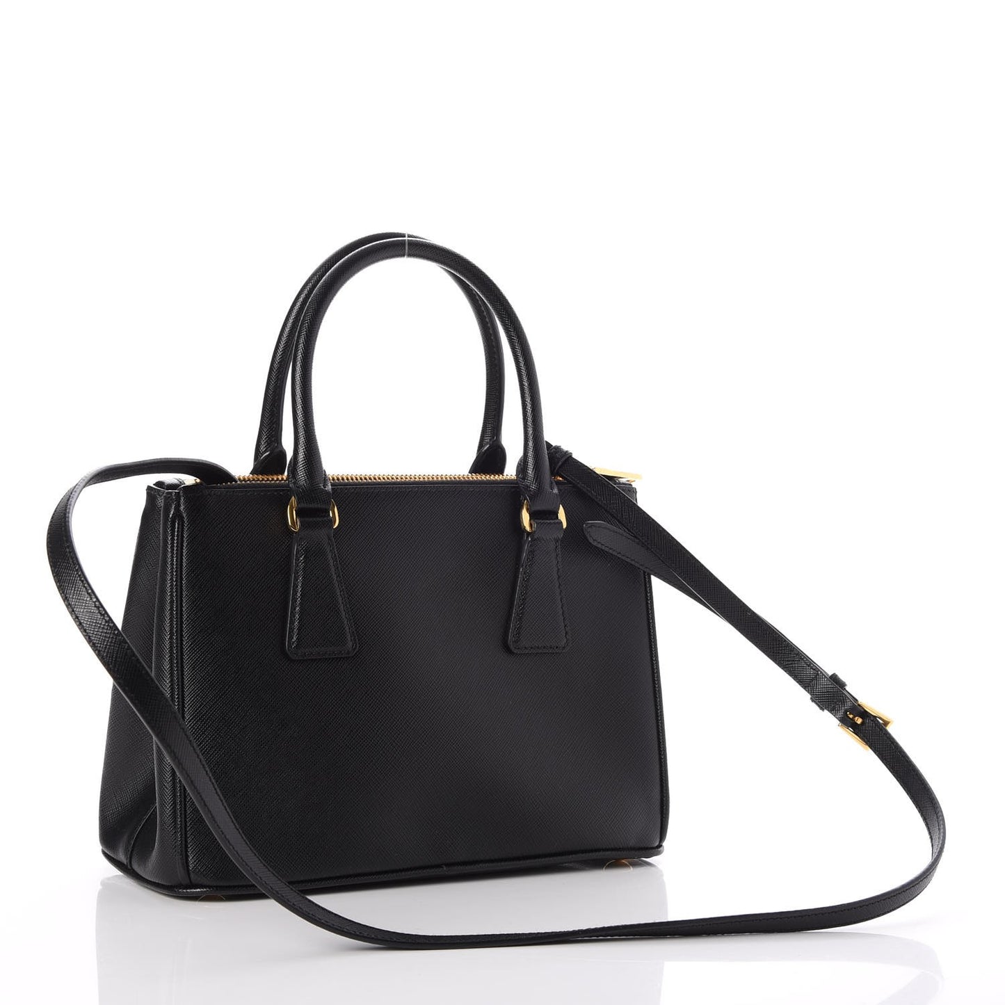 Saffiano Lux Small Double Zip Tote Nero Black