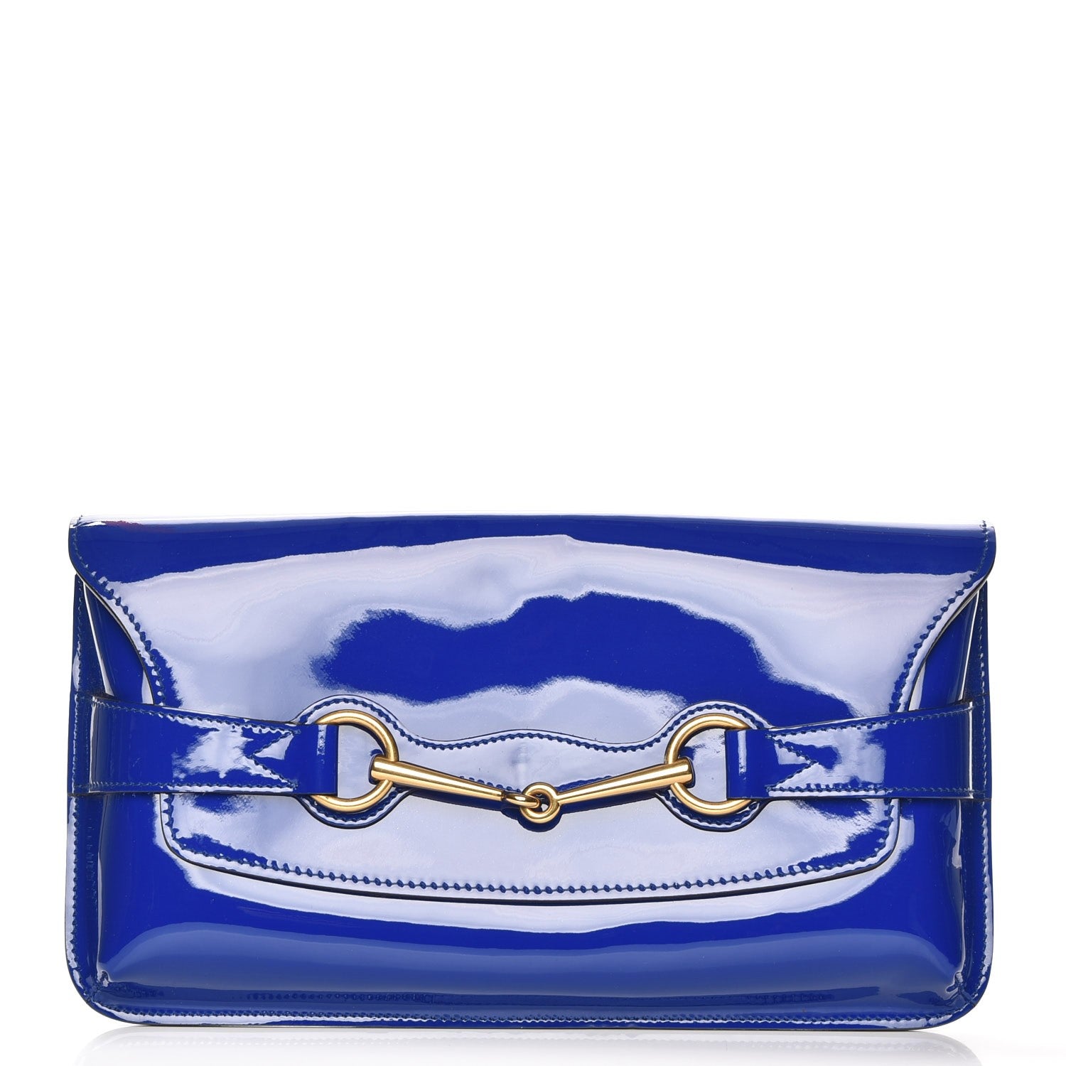 Gucci Patent Large Bright Bit Clutch Deep Zaffiro 1 of 9