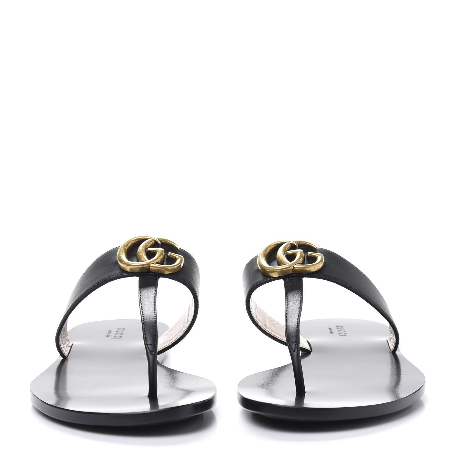 Gucci Calfskin GG Marmont Thong Sandals 39 Black 2 of 7