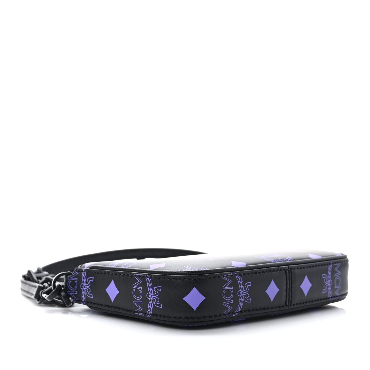 MCM Calfskin Visetos Color Splash Logo Pouch On Chain Mini Dahlia Purple 4 of 9