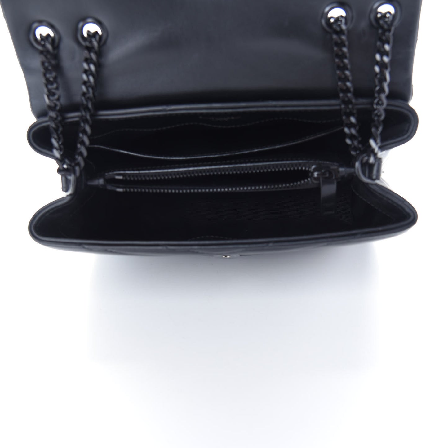 Calfskin Y Quilted Monogram Small Loulou Chain Satchel Black