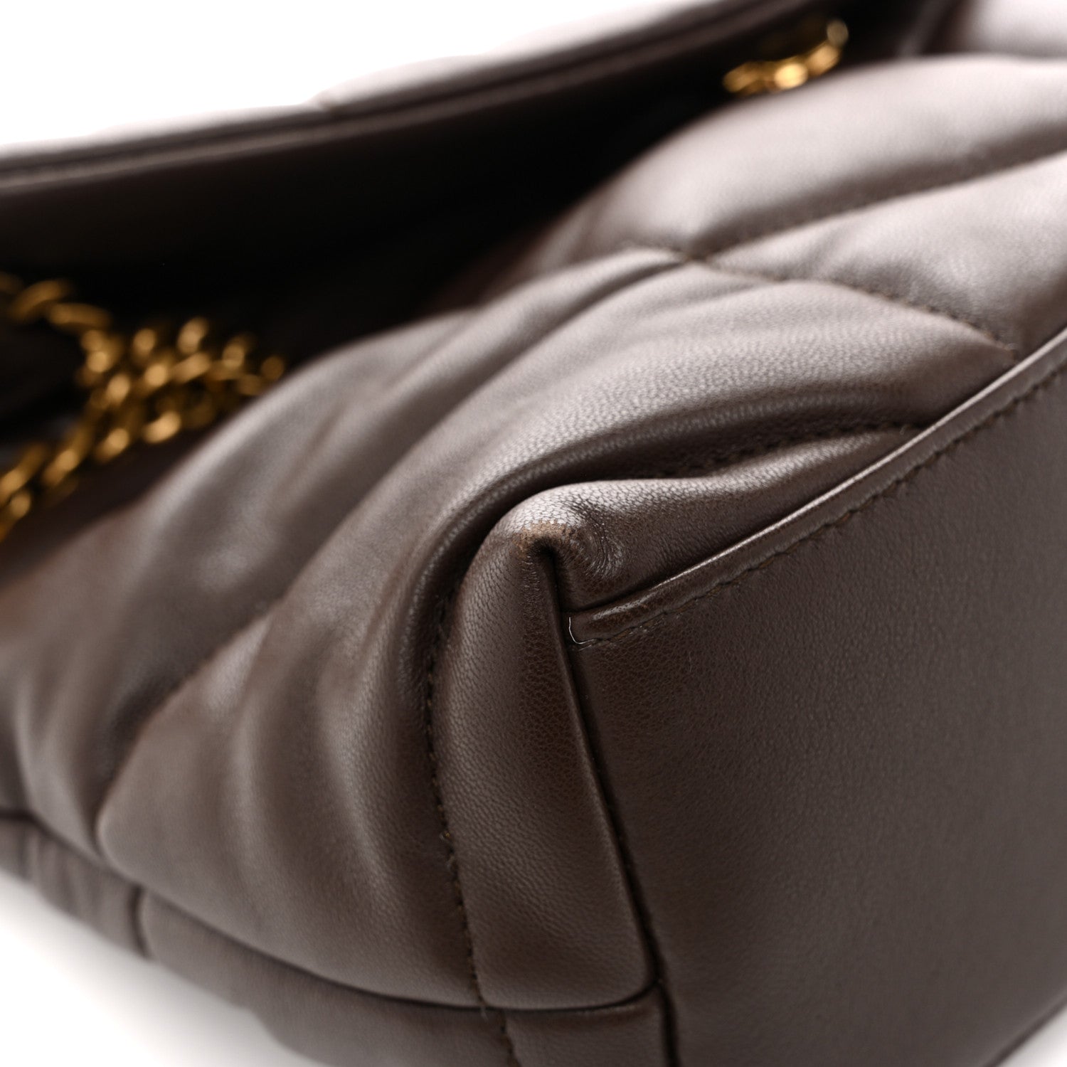 Saint Laurent Lambskin Quilted Small Loulou Puffer Monogram Chain Satchel Dark Ganache 12 of 14
