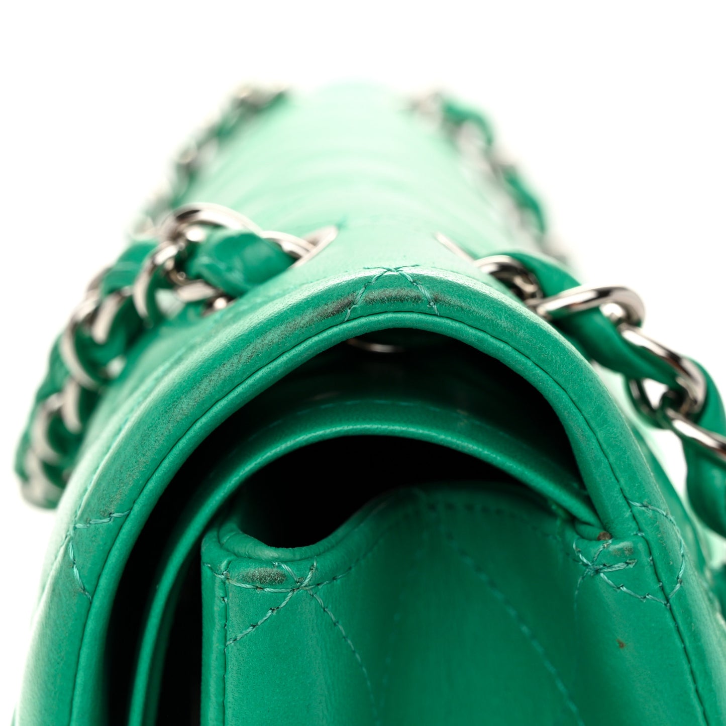 Lambskin Quilted Maxi Double Flap Green