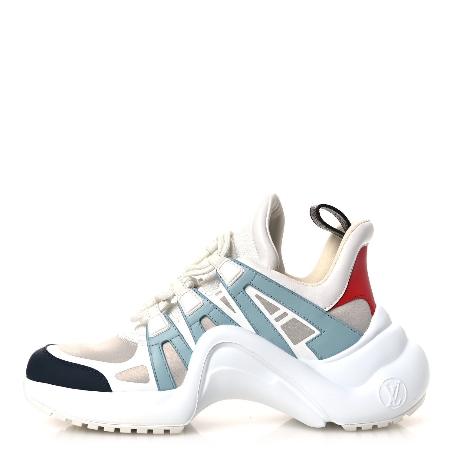 Louis Vuitton Calfskin Technical Nylon LV Archlight Sneakers 38.5 White Blue Gris 1 of 10