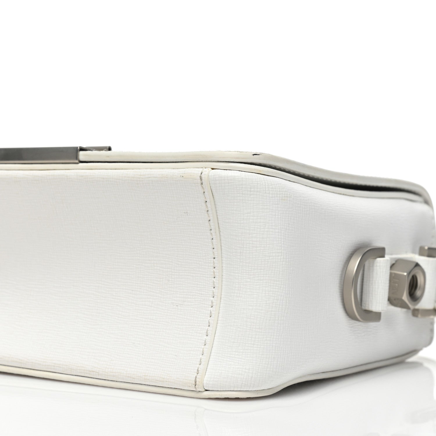 Off-White Saffiano Striped Diag Binder Flap Bag White Black 7 of 10