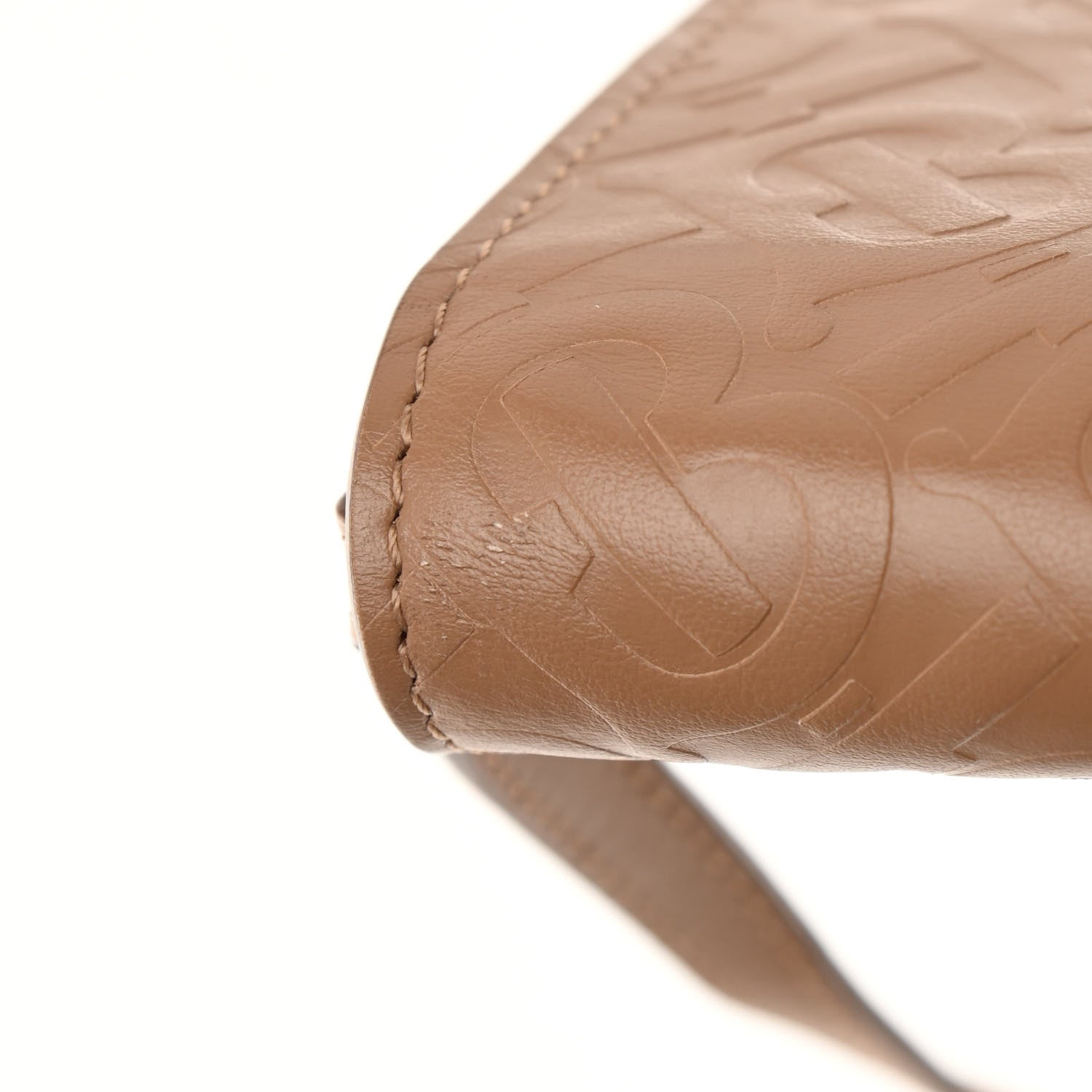 Burberry Calfskin Embossed Monogram Crossbody Light Camel 7 of 11
