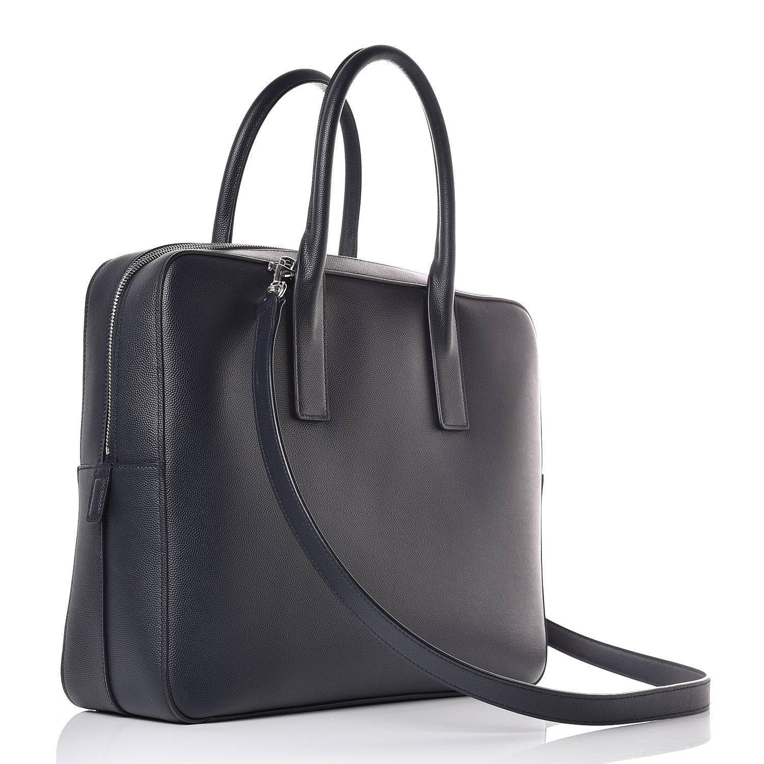 Saint Laurent Grain de Poudre Medium Museum Briefcase Deep Marine 4 of 9