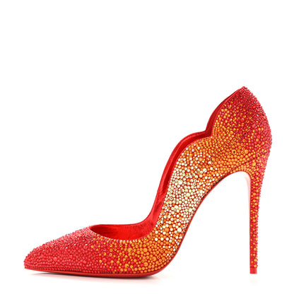 Christian Louboutin Suede Burma Strass Degrade Hot Chick 100 Pumps 39 Loubi Red Multicolor 1 of 9