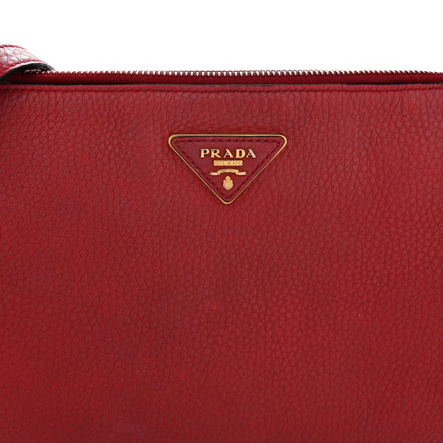 Vitello Daino Zippered Crossbody Bag Rosso