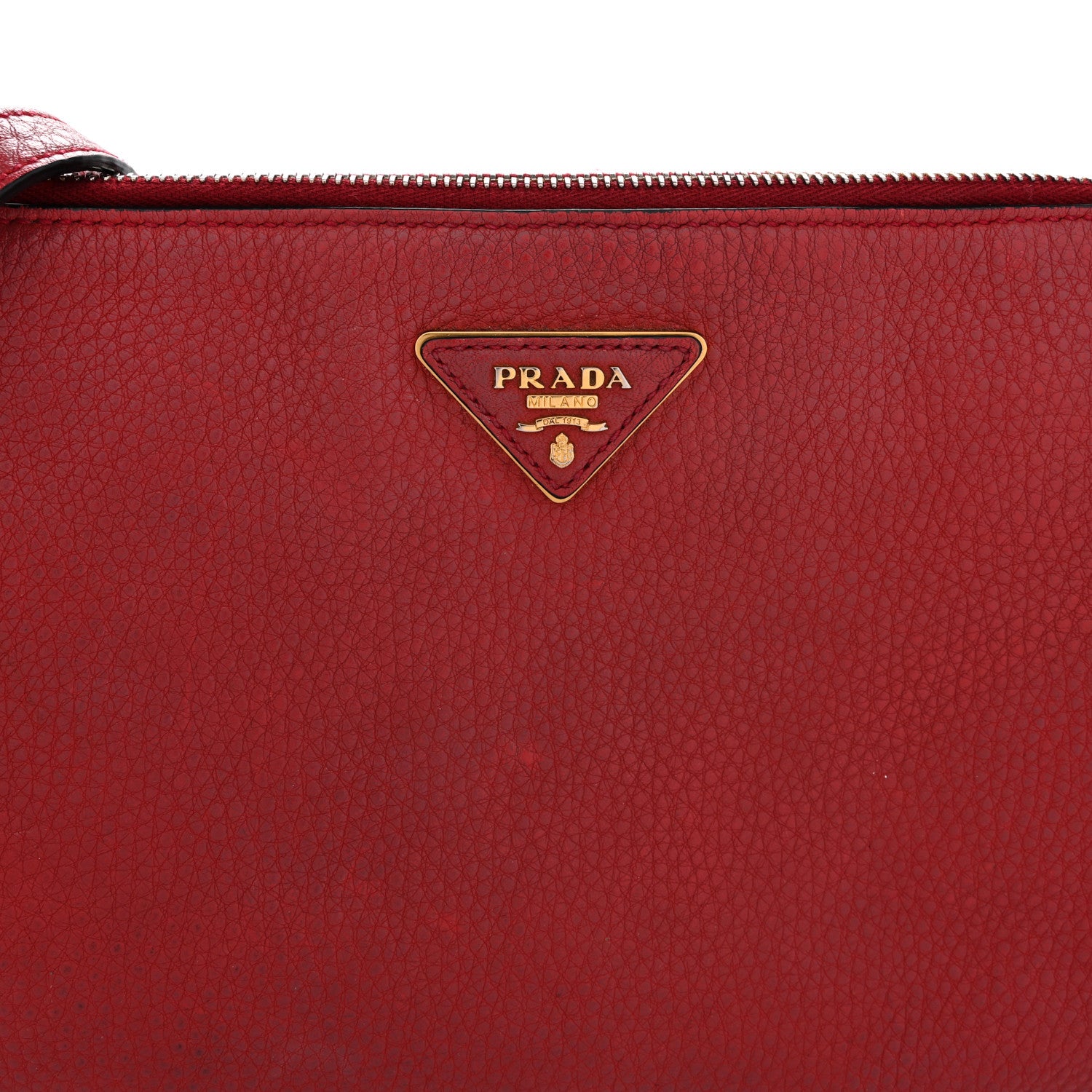 Prada Vitello Daino Zippered Crossbody Bag Rosso 9 of 12