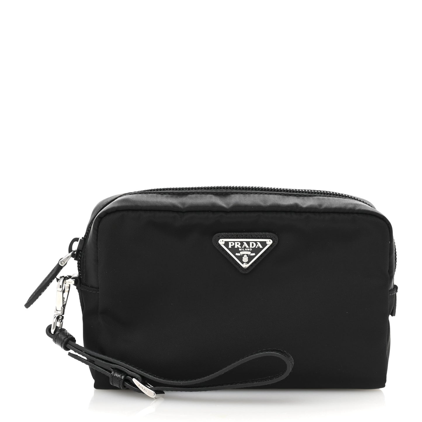 Re-Nylon Vela Saffiano Wristlet Black