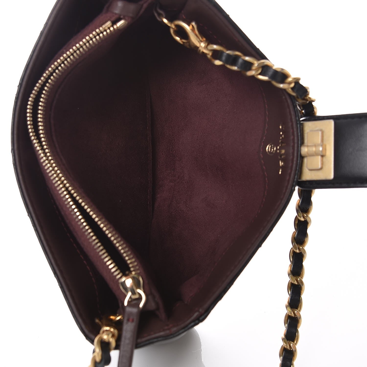 Chanel Aged Calfskin Quilted Lucky Charms Mini Phone Holder Clutch Black 5 of 8
