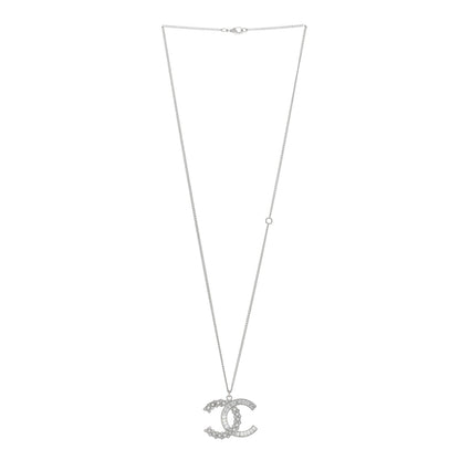 Chanel Metal Baguette Crystal Large CC Necklace Silver 3 of 5