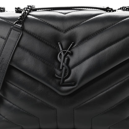 Saint Laurent Calfskin Y Quilted Monogram Small Loulou Chain Satchel Black 7 of 10