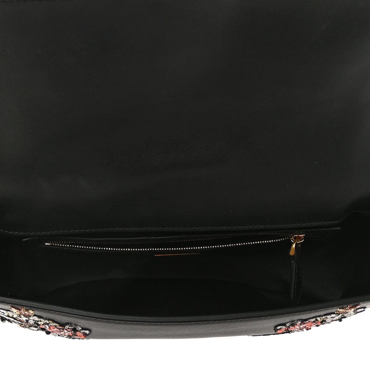 Calfskin Embroidered Baguette Black