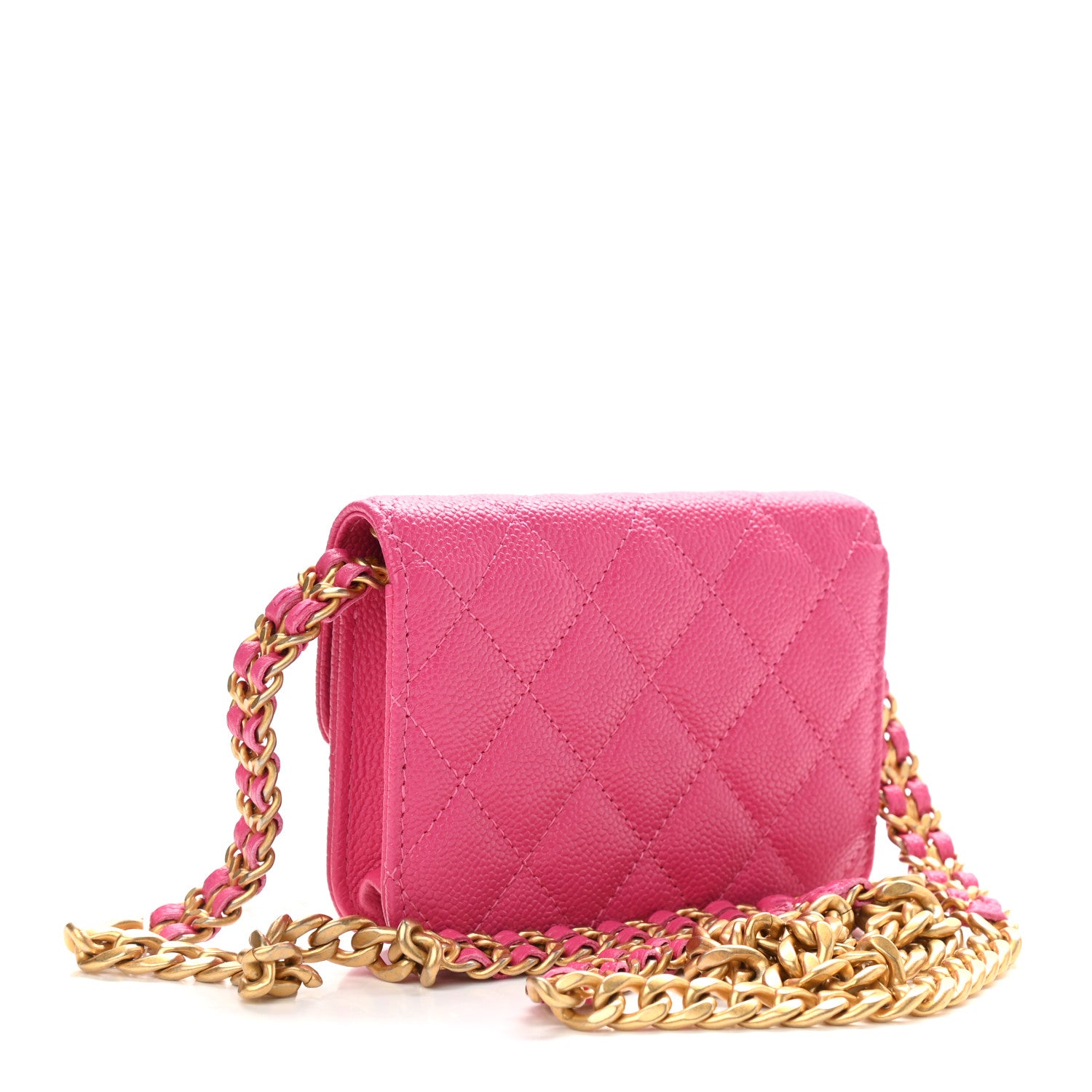Chanel Shiny Caviar Quilted Chain Melody Card Holder On Chain Dark Pink 3 of 9